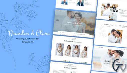 Brandon Clara Wedding Event Invitation Elementor Template Kit