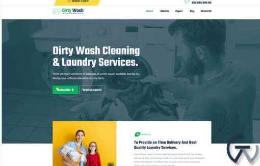 DirtyWash Dry Cleaning Laundry Service Elementor Template Kit