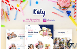 Katy - Kids Birthday Party Planner & Invitation Elementor Template Kit