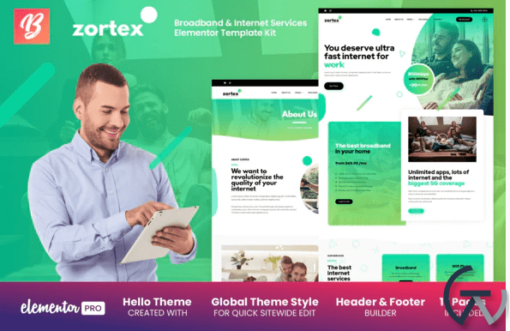 Zortex Broadband Internet Services Elementor Template Kit