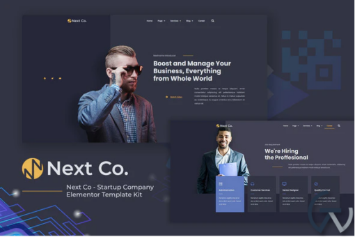 Next Co Startup Company Elementor Template Kit