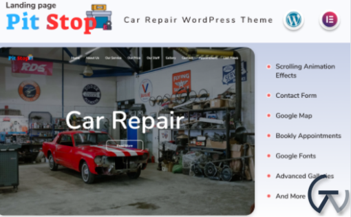 Pit Stop Car Repair Landing page WordPress Theme