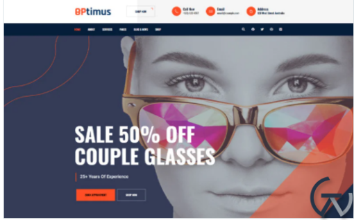 Optymus Optic Glasses Store WordPress Theme
