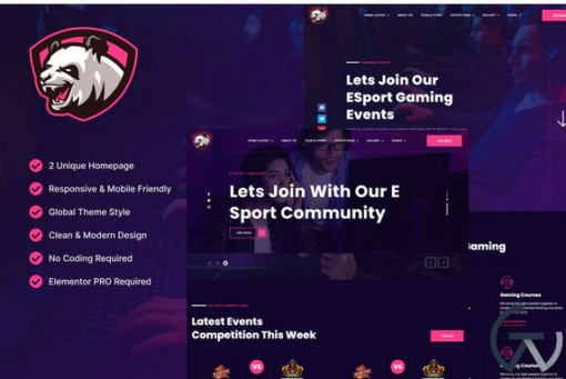 Junio E Sport Gaming Events Streamer Elementor Template Kit