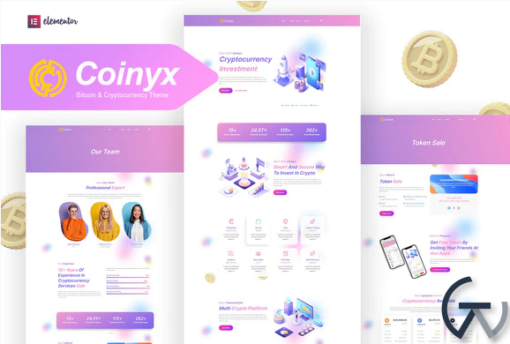 Coinyx Cryptocurrency Blockchain Bitcoin Elementor Template Kit