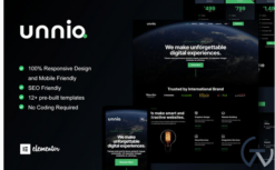 Unniq - Dark Digital Creative Agency Elementor Template Kit