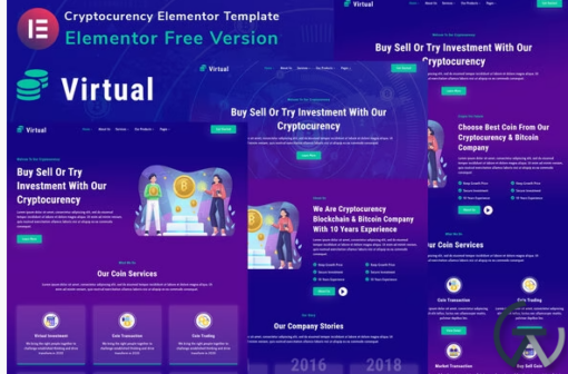 Virtual Cryptocurency Blockchain Bitcoin Elementor Template Kit