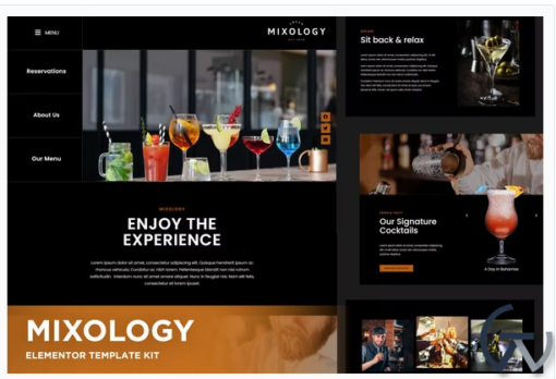 Mixology Bar Cocktails Elementor Template Kit