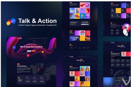 Talk Action Colorful Digital Agency Elementor Template Kit