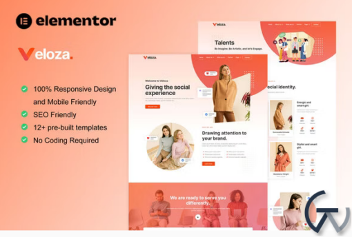 Veloza Influencer Talent Agency Elementor Template Kit