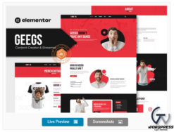 Geegs - Content Creator & Streamer Elementor Template Kit
