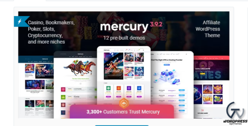 Mercury Gambling Casino Affiliate WordPress Theme. News Reviews 1