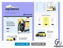 Aquwash - Car Wash and Detailing Service Elementor Template Kit