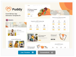 Puddy - Food Delivery App Elementor Template Kit