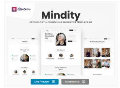 Mindity - Psychologist Teraphist Elementor Template Kit