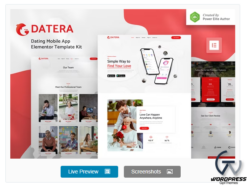Datera – Online Dating Mobile App Landing Elementor Template Kit