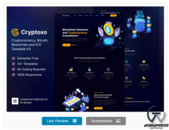 Cryptoxo – Cryptocurrency Blockchain & Bitcoin Elementor Template Kit