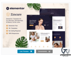 Zincare – Skincare & Dermatology Elementor Template Kit