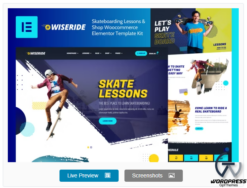 WiseRide - Skateboarding Lessons & Shop Woocommerce Elementor Template Kit