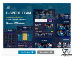 Triple-A - eSport Team Gaming WooCommerce Elementor Template Kit