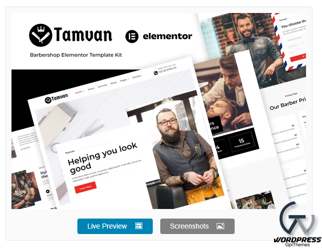 Tamvan - Barbershop Elementor Template Kit 1 Tamvan - Barbershop Elementor Template Kit