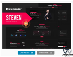 Steven - Dark CV Portfolio Resume Elementor Template Kit