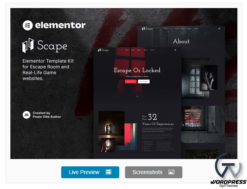 Scape – Real-Life Escape Room Game Elementor Template Kit