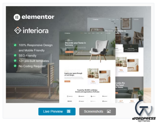 Interiora - Architecture & Interior Design Service Elementor Pro Template Kit