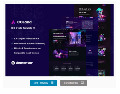 ICOLand - NFT Cryptocurrency Elementor Template Kit