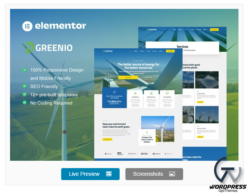 Greenio - Green Energy & Technology Company Elementor Template Kit