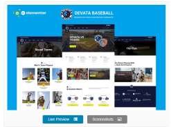 Devata - Baseball Team & Sports Club Elementor Template Kit