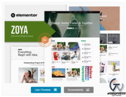 Zoya - Minimal Blog Elementor Template Kit