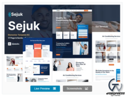Sejuk - Air Conditioner & HVAC Repair Service Elementor Pro Template Kit