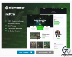 Neftro - Game NFT Elementor Template Kit