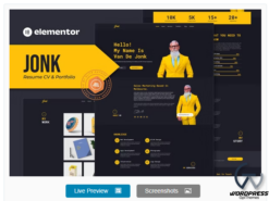 Jonk - Resume CV & Portfolio Elementor Template Kit
