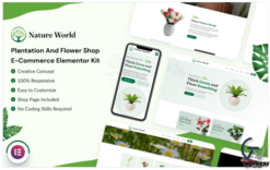 Nature World - Plantation and Flower Shop E-commerce Elementor Kit