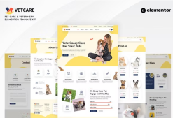 Vetcare - Pet Care & Veterinary Elementor Pro Template Kit