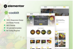 Cookkit - Food Recipe & Nutrition Service Elementor Pro Template Kit