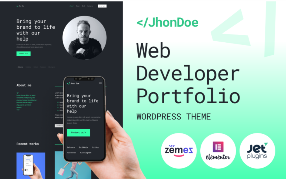 Jhon Doe - Contemporary Web Developer WordPress Theme