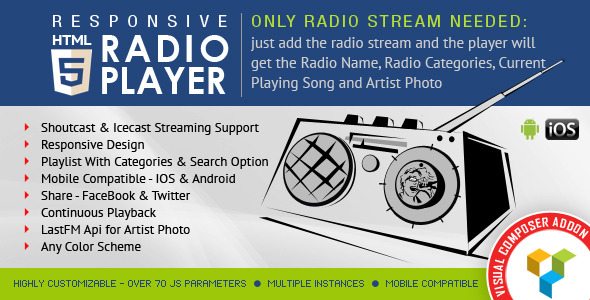 Visual Composer Addon HTML5 Radio Player 2.4