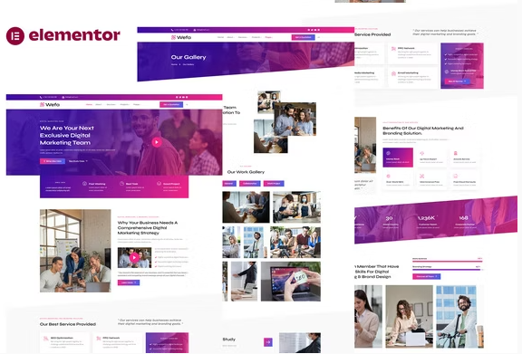 Wefa - Digital Marketing & Brand Design Agency Elementor Template Kit
