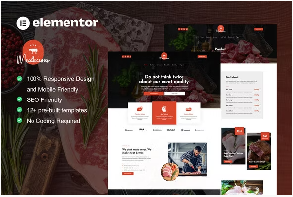Meatlicious - Meat Shop & Butcher Elementor Template Kit