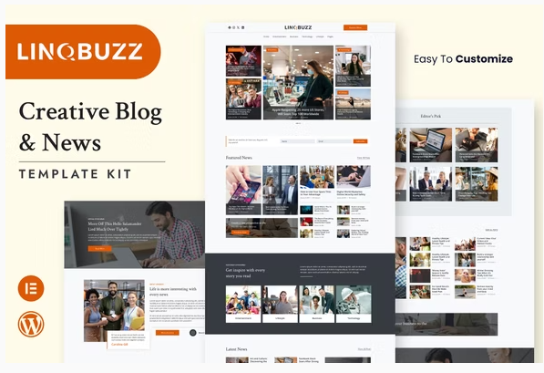 Linqbuzz - Blog & Magazine Elementor Pro Template Kit