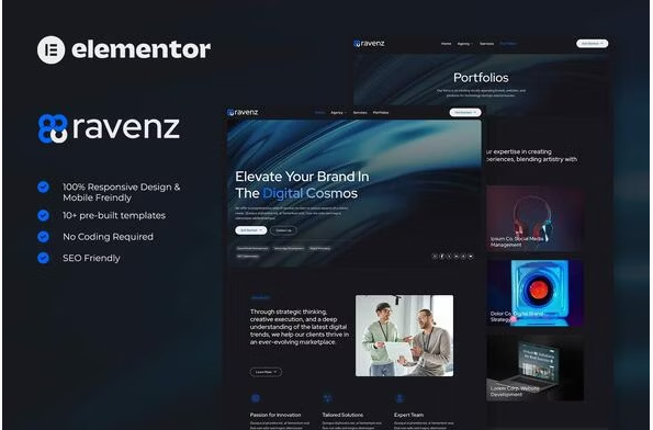 Ravenz - Creative Digital Agency Elementor Template Kit