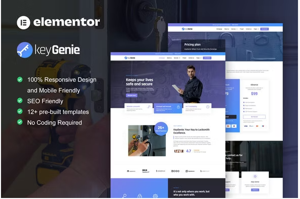 KeyGenie - Locksmith & Key Maker Service Elementor Template Kit