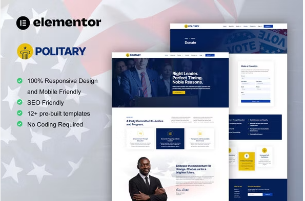 Politary - Politician & Public Servant Elementor Pro Template Kit