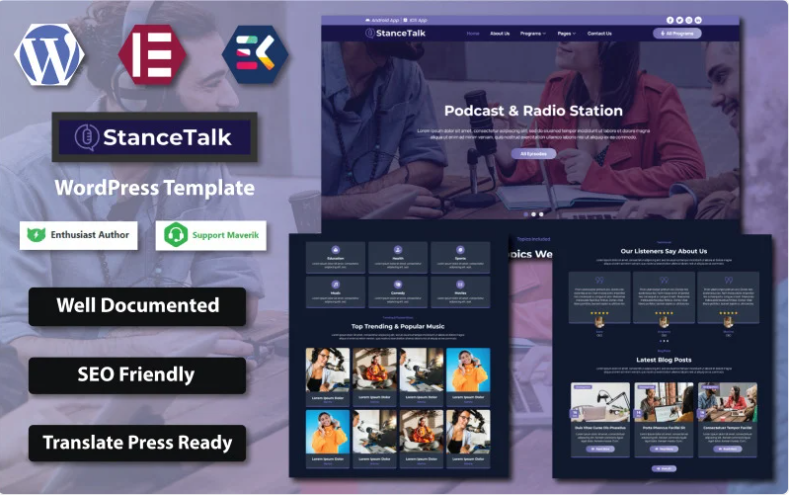Stance Talk - Podcast & Radio Station WordPress Template WordPress Theme