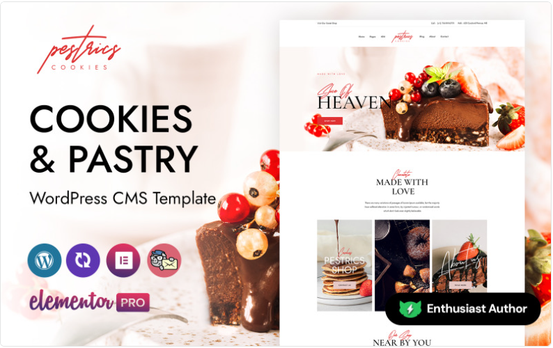 Pestrics - Cookies And Pastry Shop WordPress Elementor Theme WordPress Theme