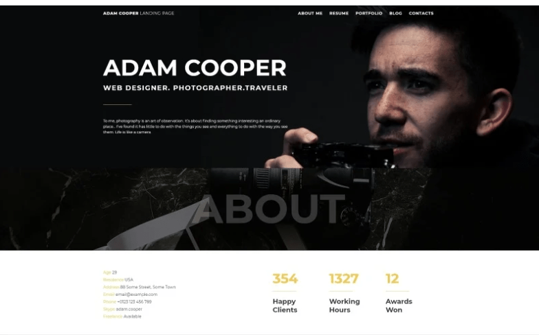Adam Cooper - Photographer Portfolio Landing Joomla Template 1 Adam Cooper - Photographer Portfolio Landing Joomla Template