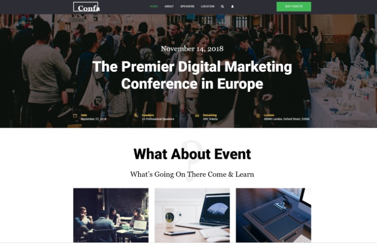 Confa - Event Joomla Template 1 Confa - Event Joomla Template